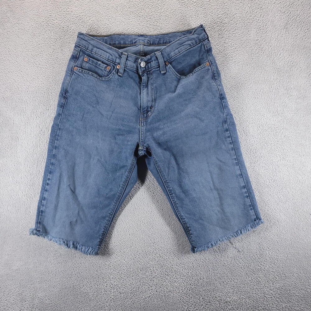 Levi's Shorts Mens 32 Blue 511 Slim Bermuda Cutoff Jorts Distressed Denim